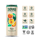 Zevia® Zero Sugar Naturally Sweetened Black Tea, Peach, 12 oz Can, 12/Carton (ZEV0170412) Case of 12