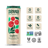 Zevia® Zero Sugar Naturally Sweetened Black Tea, Raspberry, 12 oz Can, 12/Carton (ZEV0170312) Case of 12