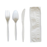 Boardwalk® Four-Piece Cutlery Kit, Fork/Knife/Napkin/Teaspoon, Mediumweight, White, 250/Carton (BWK4COMBOKITPP) Case of 250