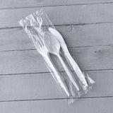 Boardwalk® Three-Piece Cutlery Kit, Fork/Knife/Teaspoon, Polypropylene, White, 250/Carton (BWK3COMBOKITPP) Case of 250