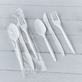Boardwalk® Three-Piece Cutlery Kit, Fork/Knife/Teaspoon, Polypropylene, White, 250/Carton (BWK3COMBOKITPP) Case of 250