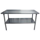 BK Resources Stainless Steel Flat Top Work Tables, 60w x 30d x 36h, Silver, 2/Pallet (BKE2VT6030) Each