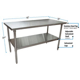 BK Resources Stainless Steel Flat Top Work Tables, 60w x 30d x 36h, Silver, 2/Pallet (BKE2VT6030) Each