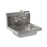 BK Resources Stainless Steel Hand Sink with Faucet, 14" l x 10" w x 5" d (BKEBKHSW1410PG) Each