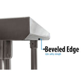 BK Resources Stainless Steel 5" Riser Top Tables, 60w x 30d x 39.75h, Silver, 2/Pallet (BKE2VTR56030) Each