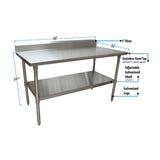 BK Resources Stainless Steel 5" Riser Top Tables, 60w x 30d x 39.75h, Silver, 2/Pallet (BKE2VTR56030) Each