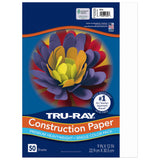 Pacon® Tru-Ray Construction Paper, 76 lb Text Weight, 9 x 12, White, 50 Sheets/Pack, 50 Packs/Carton (PAC103026CT) Case of 50