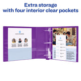 Avery® Heavy-Duty View Binder with DuraHinge and One Touch EZD Rings, 3 Rings, 2" Capacity, 11 x 8.5, Purple, 6/Carton (AVE79777CT) Case of 6