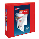 Avery® Heavy-Duty View Binder with DuraHinge and Locking One Touch EZD Rings, 3 Rings, 3" Capacity, 11 x 8.5, Red, 4/Carton (AVE79325CT) Case of 4