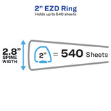 Avery® Durable View Binder with DuraHinge and EZD Rings, 3 Rings, 2" Capacity, 11 x 8.5, White, 12/Carton (AVE09501CT) Case of 12