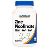 nutricost® Dietary Supplement Zinc Picolinate 50 mg Strength Capsule 240 Per Bottle (1270263_CS) 12/CS