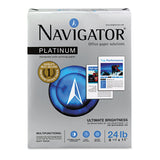 Navigator® Platinum Paper, 99 Bright, 24 lb Bond Weight, 8.5 x 11, White, 500 Sheets/Ream, 5 Reams/Carton (SNANPL11245R) 5 Reams
