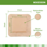 McKesson Foam Dressing 3 X 3 Inch With Border Film Backing Silicone Gel Adhesive Square Sterile (886431_BX) 10/BX