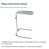 McKesson Mayo Instrument Stand Hand Operated Single Post U-Shaped Base Small Tray (691124_EA) 1/EA