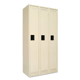 Tennsco Single-Tier Locker, Three Lockers with Hat Shelves and Coat Rods, 36w x 18d x 72h, Sand (TNNSTS121872CSD) Each