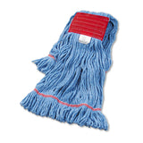 Boardwalk® Super Loop Wet Mop Head, Cotton/Synthetic Fiber, 5" Headband, Large Size, Blue, 12/Carton (BWK503BLCT) Case of 12