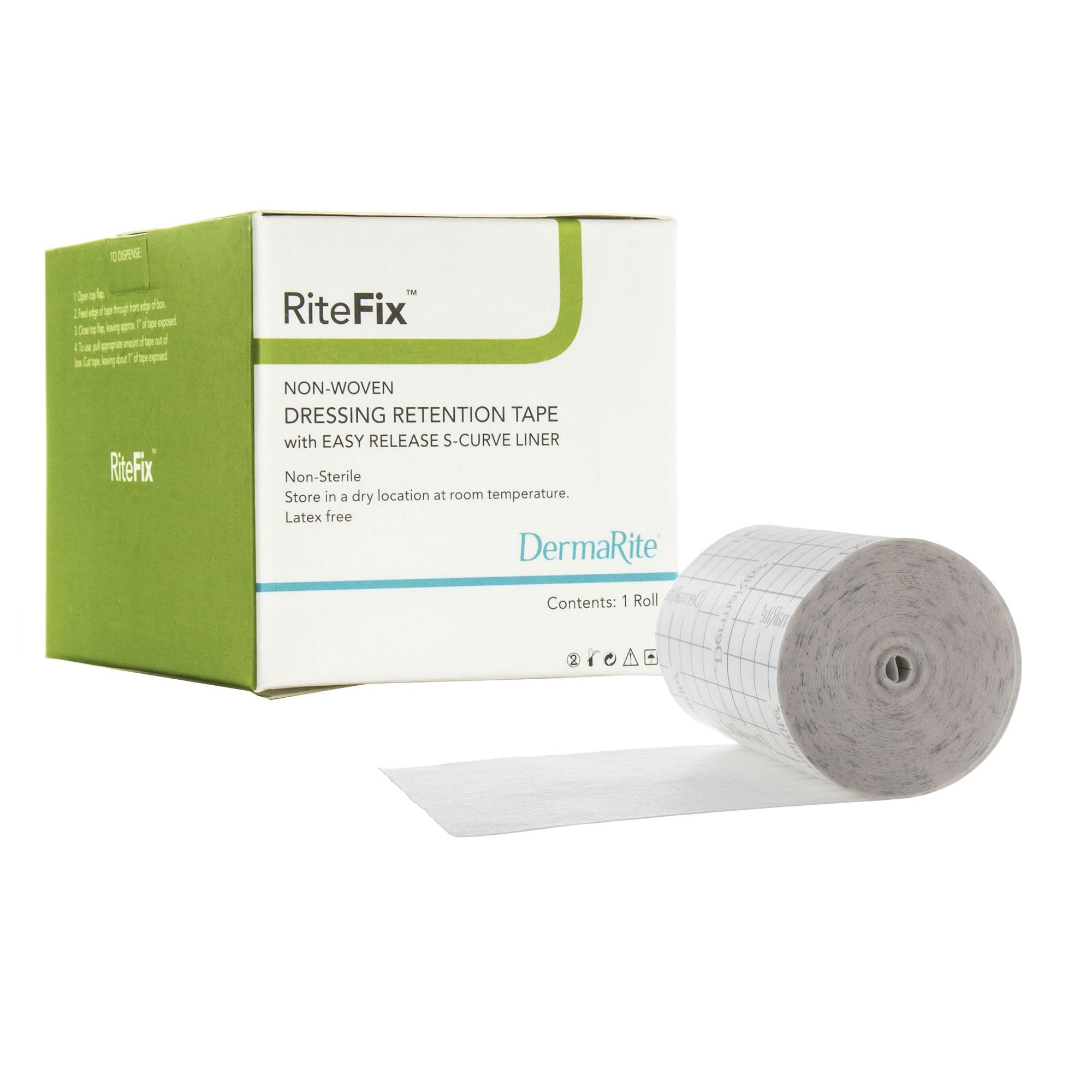 RiteFix™ Water Resistant Dressing Retention Tape with Liner White 1 In
