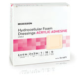 McKesson Foam Dressing 4 X 4 Inch With Border Film Backing Acrylic Adhesive Square Sterile (1138281_BX) 10/BX