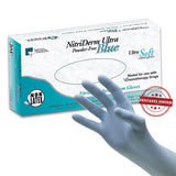 NitriDerm® Ultra Blue Exam Glove Medium NonSterile Nitrile Standard Cuff Length Fully Textured Light Blue Chemo Tested / Fentanyl Tested (784391_BX) 100/BX
