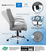 Boss LeatherPlus Executive Chair, Gray (B10101-GY) Each