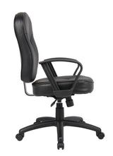 Boss Black Leather Task Chair w/Loop Arms (B1562) Each
