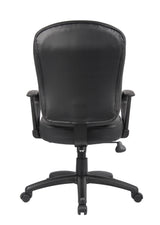 Boss Black Leather Task Chair w/Loop Arms (B1562) Each
