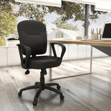Boss Black Leather Task Chair w/Loop Arms (B1562) Each