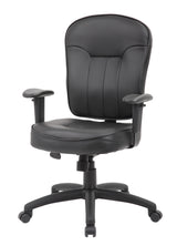 Boss Black Leather Task Chair w/Adjustable Arms (B1563) Each