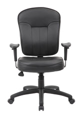 Boss Black Leather Task Chair w/Adjustable Arms (B1563) Each