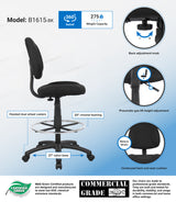 Boss Ergonomic Works Adjustable Drafting Chair without Arms, Black (B1615-BK) Each