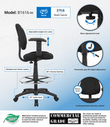 Boss Ergonomic Works Adjustable Drafting Chair with Adjustable Arms, Black (B1616-BK) Each
