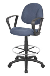 Boss Ergonomic Works Adjustable Drafting Chair with Loop Arms and Removable Foot Rest, Blue (B1617-BE) Each