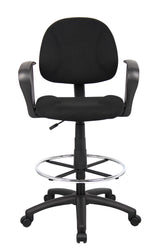 Boss Ergonomic Works Adjustable Drafting Chair with Loop Arms and Removable Foot Rest, Black (B1617-BK) Each