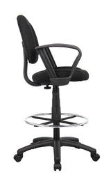 Boss Ergonomic Works Adjustable Drafting Chair with Loop Arms and Removable Foot Rest, Black (B1617-BK) Each