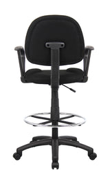 Boss Ergonomic Works Adjustable Drafting Chair with Loop Arms and Removable Foot Rest, Black (B1617-BK) Each