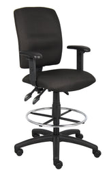 Boss Multi-Function Fabric Drafting Stool w/Adjustable Arms (B1636-BK) Each