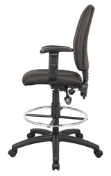 Boss Multi-Function Fabric Drafting Stool w/Adjustable Arms (B1636-BK) Each