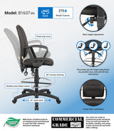 Boss Multi-Function Fabric Drafting Stool w/Loop Arms (B1637-BK) Each