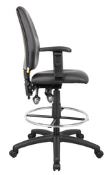 Boss Multi-Function LeatherPlus Drafting Stool w/Adjustable Arms (B1646) Each