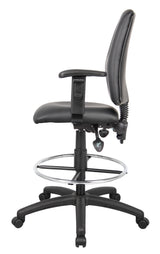 Boss Multi-Function LeatherPlus Drafting Stool w/Adjustable Arms (B1646) Each