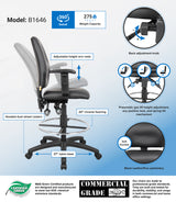 Boss Multi-Function LeatherPlus Drafting Stool w/Adjustable Arms (B1646) Each