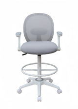 Boss Gray Mesh, Flip Arm, Stool, White Frame (B1676WT-GY) Each