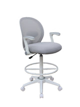 Boss Gray Mesh, Flip Arm, Stool, White Frame (B1676WT-GY) Each
