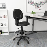 Boss Black Fabric Drafting Stools w/Adjustable Arms & Footring (B1691-BK) Each