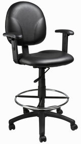 Boss Black Antimicrobial Drafting Stools w/Adjustable Arms & Footring (B1691-CS) Each