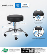 Boss Black Antimicrobial Vinyl Medical Stool (B240-BK) Each