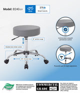 Boss Gray Antimicrobial Medical Stool (B240-GY) Each