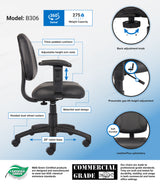 Boss Black Posture Chair w/Adjustable Arms (B306) Each
