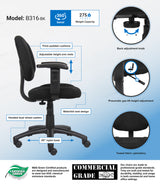 Boss Black Deluxe Posture Chair w/Adjustable Arms (B316-BK) Each
