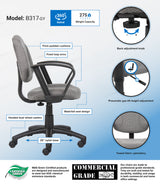 Boss Gray Deluxe Posture Chair w/Loop Arms (B317-GY) Each